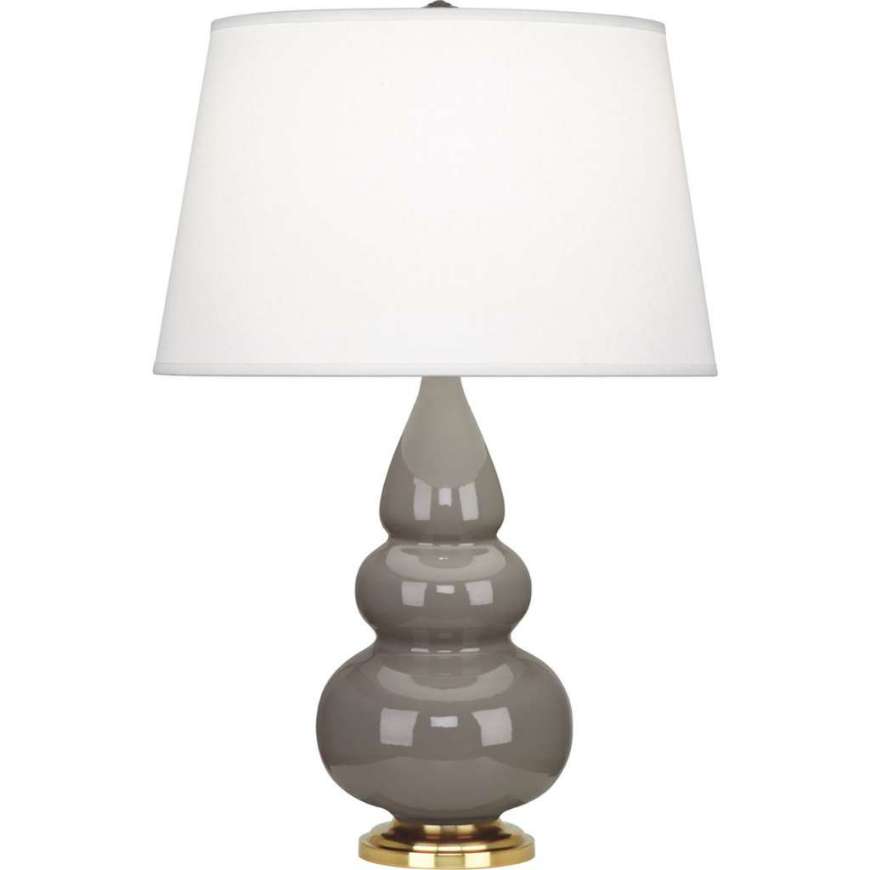 Picture of SMOKEY TAUPE SMALL TRIPLE GOURD ACCENT LAMP IN SMOKY TAUPE GLAZED CERAMIC WITH ANTIQUE NATURAL BRASS FINISHED ACCENTS 249X