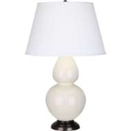 Picture of BONE DOUBLE GOURD TABLE LAMP IN BONE GLAZED CERAMIC WITH DEEP PATINA BRONZE FINISHED ACCENTS 1755X