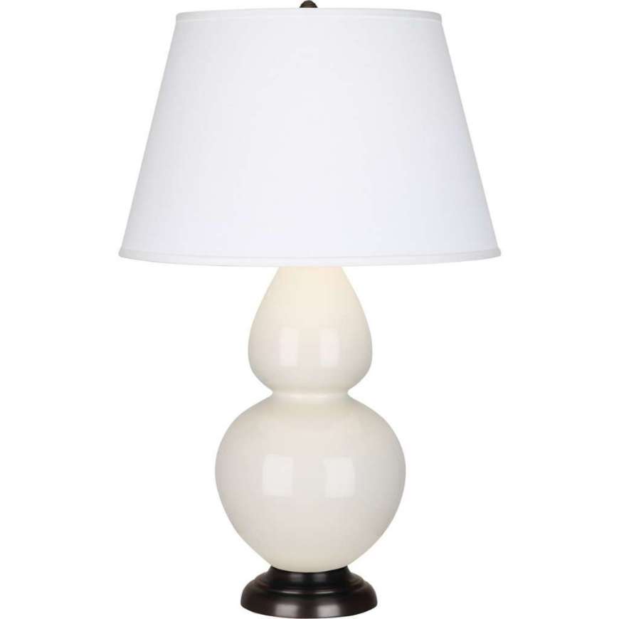 Picture of BONE DOUBLE GOURD TABLE LAMP IN BONE GLAZED CERAMIC WITH DEEP PATINA BRONZE FINISHED ACCENTS 1755X