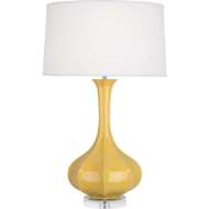 Picture of SUNSET PIKE TABLE LAMP IN SUNSET YELLOW GLAZED CERAMIC WITH LUCITE BASE SU996