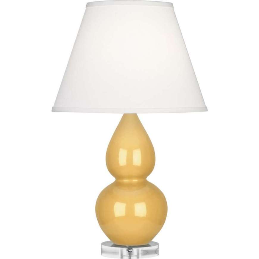 Picture of SUNSET SMALL DOUBLE GOURD ACCENT LAMP IN SUNSET YELLOW GLAZED CERAMIC WITH LUCITE BASE SU13X