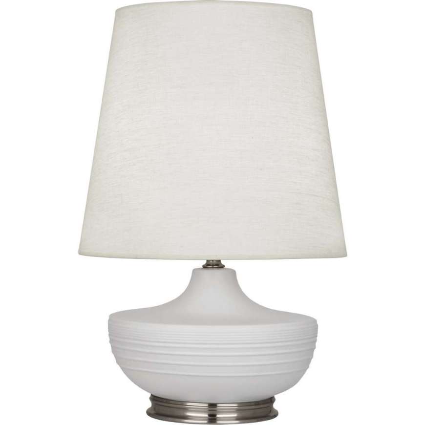 Picture of MATTE DOVE MICHAEL BERMAN NOLAN TABLE LAMP IN MATTE DOVE GLAZED CERAMIC WITH DARK ANTIQUE NICKEL ACCENTS MDV23