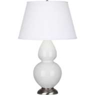 Picture of LILY DOUBLE GOURD TABLE LAMP IN LILY GLAZED CERAMIC WITH ANTIQUE SILVER FINISHED ACCENTS 1670X