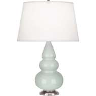 Picture of CELADON SMALL TRIPLE GOURD ACCENT LAMP IN CELADON GLAZED CERAMIC WITH ANTIQUE SILVER FINISHED ACCENTS 258X