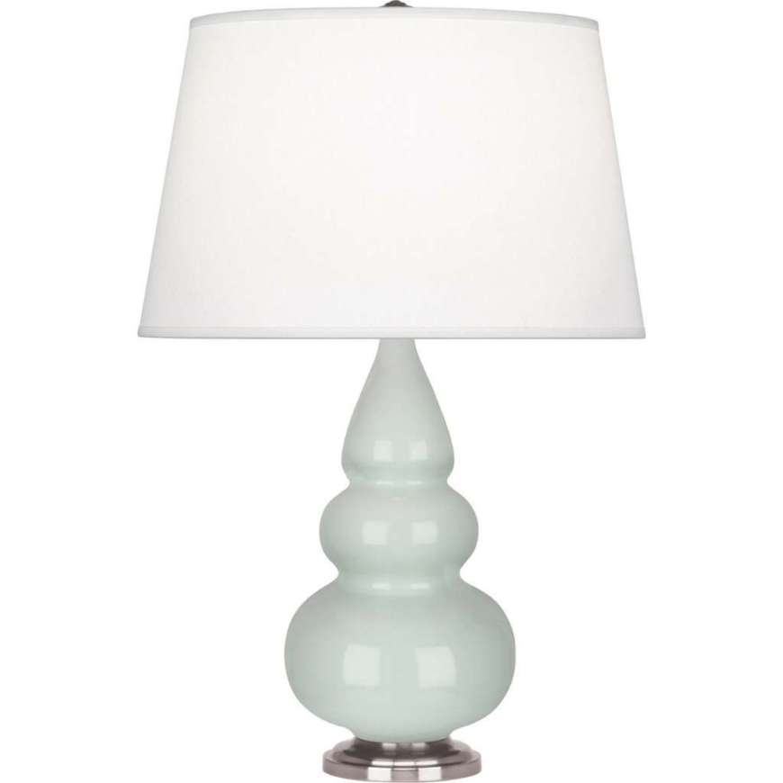 Picture of CELADON SMALL TRIPLE GOURD ACCENT LAMP IN CELADON GLAZED CERAMIC WITH ANTIQUE SILVER FINISHED ACCENTS 258X