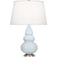 Picture of BABY BLUE SMALL TRIPLE GOURD ACCENT LAMP IN BABY BLUE GLAZED CERAMIC WITH ANTIQUE SILVER FINISHED ACCENTS 291X