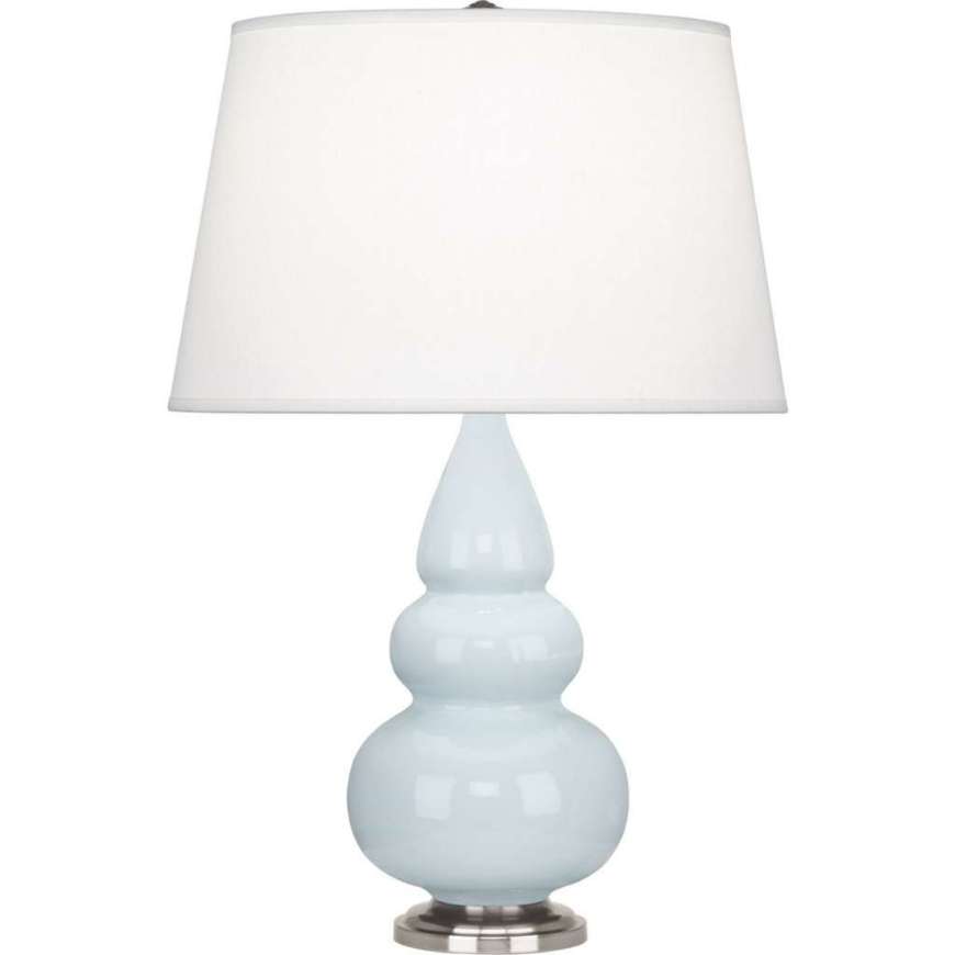 Picture of BABY BLUE SMALL TRIPLE GOURD ACCENT LAMP IN BABY BLUE GLAZED CERAMIC WITH ANTIQUE SILVER FINISHED ACCENTS 291X