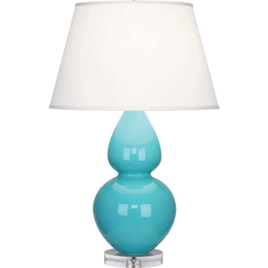 Picture of EGG BLUE DOUBLE GOURD TABLE LAMP IN EGG BLUE GLAZED CERAMIC WITH LUCITE BASE A741X