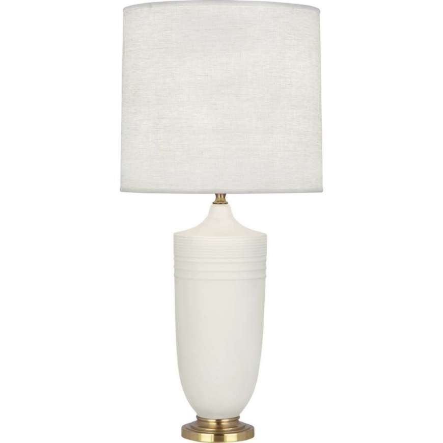 Picture of MATTE LILY MICHAEL BERMAN HADRIAN TABLE LAMP IN MATTE LILY GLAZED CERAMIC WITH MODERN BRASS ACCENTS MLY27