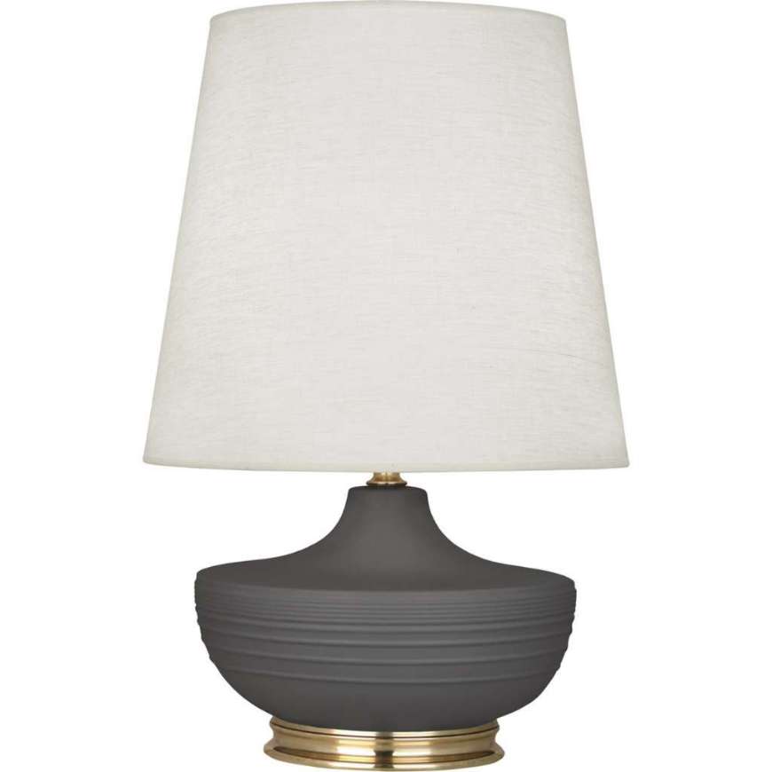 Picture of MATTE ASH MICHAEL BERMAN NOLAN TABLE LAMP IN MATTE ASH GLAZED CERAMIC WITH MODERN BRASS ACCENTS MCR24