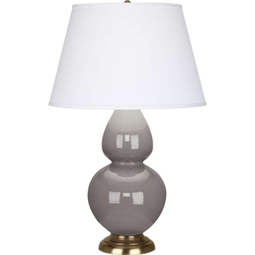 Picture of SMOKEY TAUPE DOUBLE GOURD TABLE LAMP IN SMOKY TAUPE GLAZED CERAMIC WITH ANTIQUE NATURAL BRASS FINISHED ACCENTS 1748X