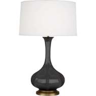 Picture of ASH PIKE TABLE LAMP IN ASH GLAZED CERAMIC WITH AGED BRASS ACCENTS CR994