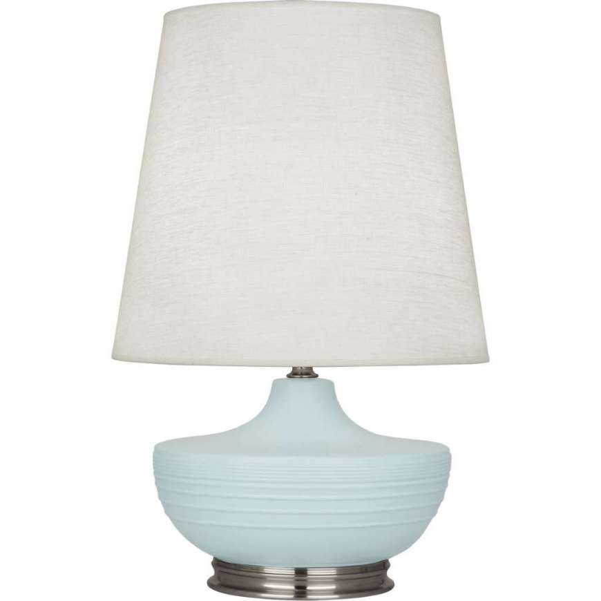 Picture of MATTE SKY BLUE MICHAEL BERMAN NOLAN TABLE LAMP IN MATTE SKY BLUE GLAZED CERAMIC WITH DARK ANTIQUE NICKEL ACCENTS MSB23