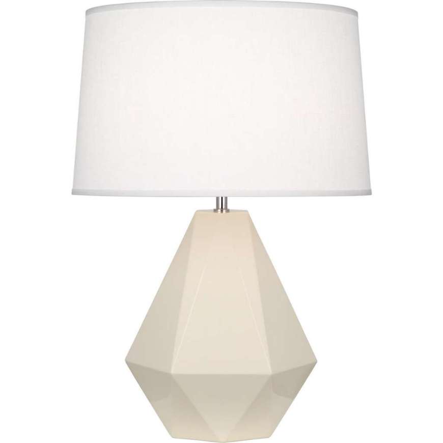 Picture of BONE DELTA TABLE LAMP IN BONE GLAZED CERAMIC WITH POLISHED NICKEL ACCENTS 930