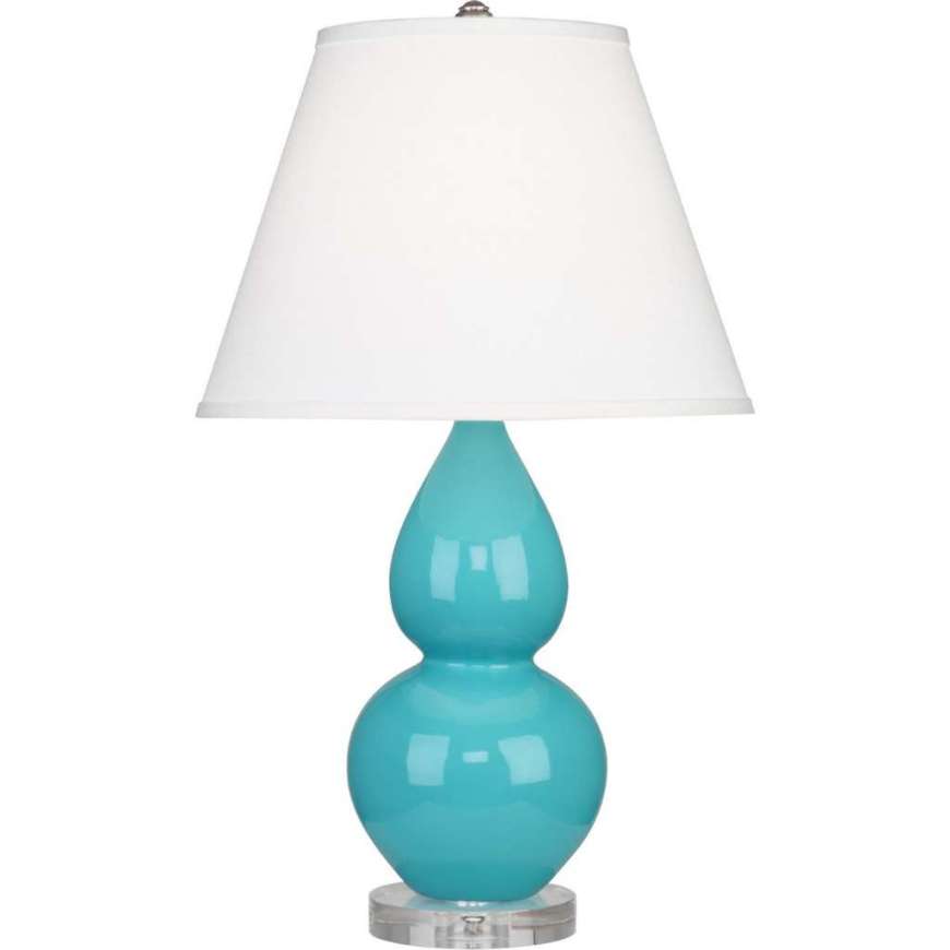 Picture of EGG BLUE SMALL DOUBLE GOURD ACCENT LAMP IN EGG BLUE GLAZED CERAMIC WITH LUCITE BASE A761X