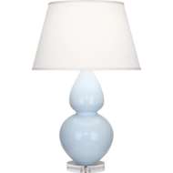 Picture of BABY BLUE DOUBLE GOURD TABLE LAMP IN BABY BLUE GLAZED CERAMIC WITH LUCITE BASE A676X