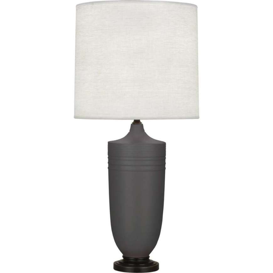 Picture of MATTE ASH MICHAEL BERMAN HADRIAN TABLE LAMP IN MATTE ASH GLAZED CERAMIC WITH DEEP PATINA BRONZE ACCENTS MCR28