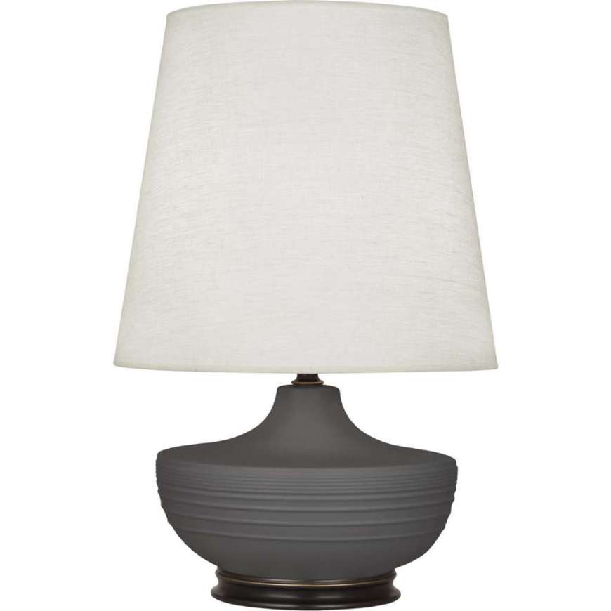 Picture of MATTE ASH MICHAEL BERMAN NOLAN TABLE LAMP IN MATTE ASH GLAZED CERAMIC WITH DEEP PATINA BRONZE ACCENTS MCR25