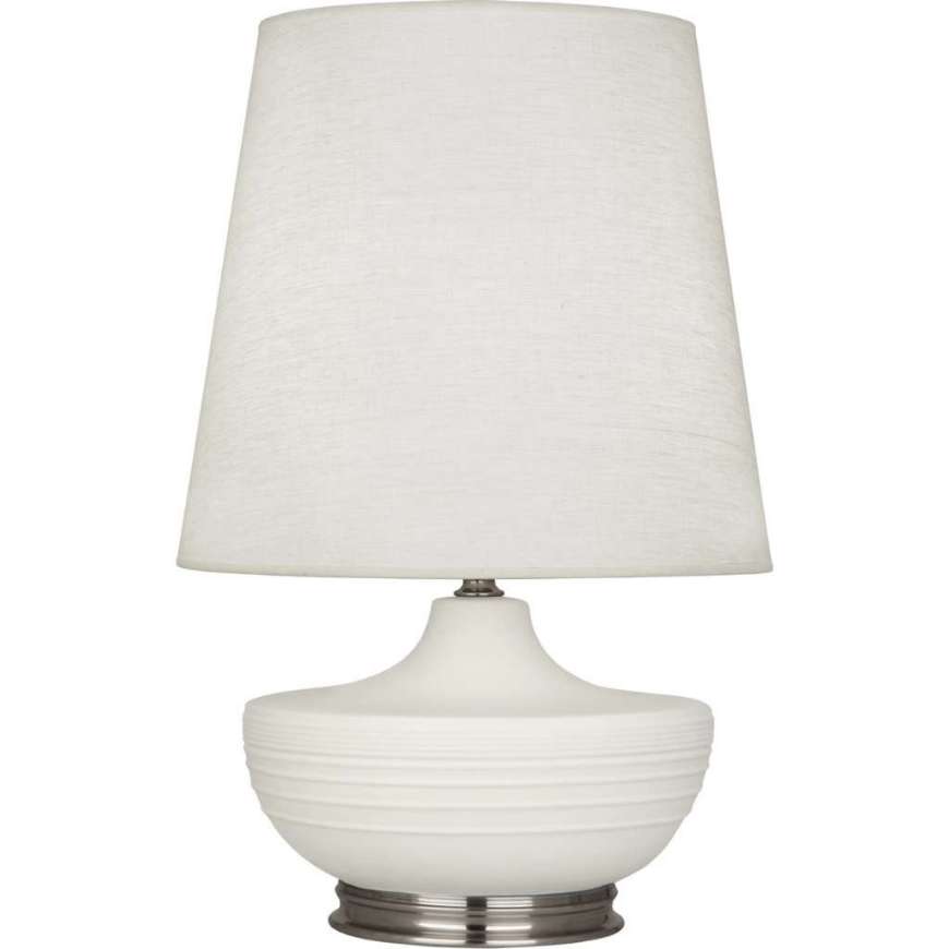 Picture of MATTE LILY MICHAEL BERMAN NOLAN TABLE LAMP IN MATTE LILY GLAZED CERAMIC WITH DARK ANTIQUE NICKEL ACCENTS MLY23