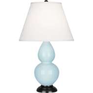 Picture of BABY BLUE SMALL DOUBLE GOURD ACCENT LAMP IN BABY BLUE GLAZED CERAMIC WITH DEEP PATINA BRONZE FINISHED ACCENTS 1656X