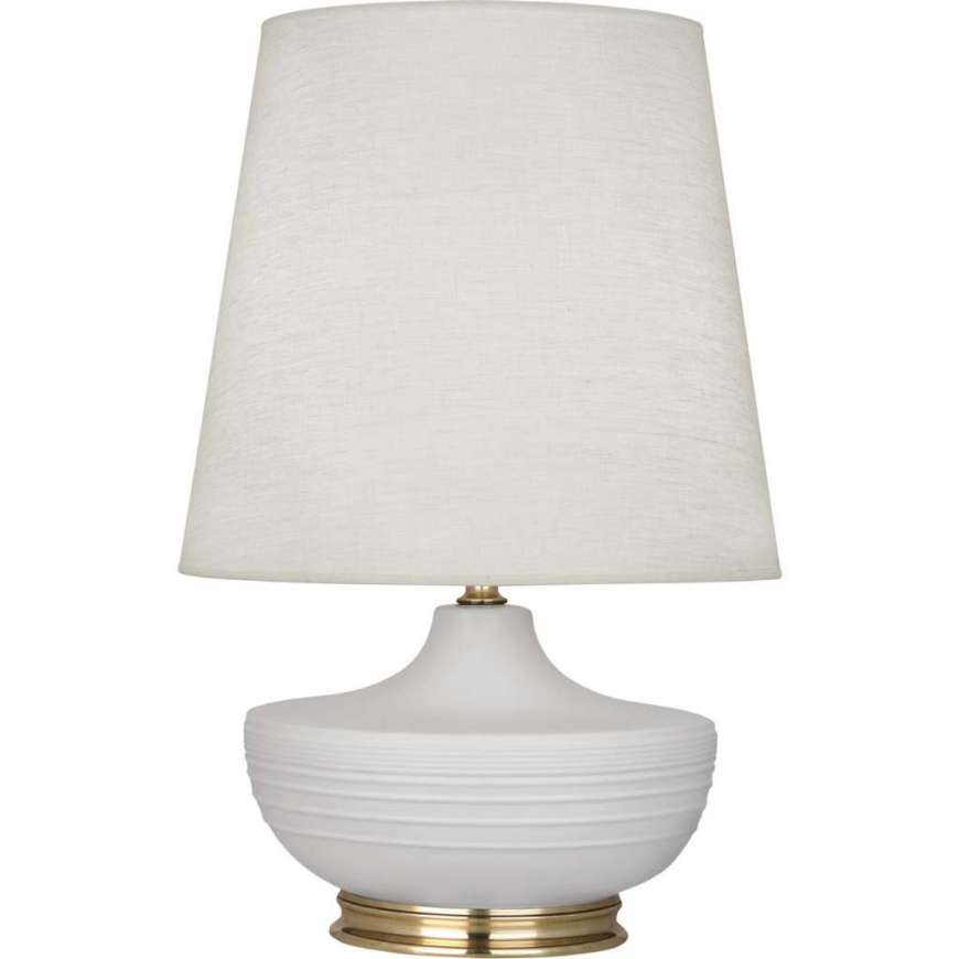 Picture of MATTE DOVE MICHAEL BERMAN NOLAN TABLE LAMP IN MATTE DOVE GLAZED CERAMIC WITH MODERN BRASS ACCENTS MDV24