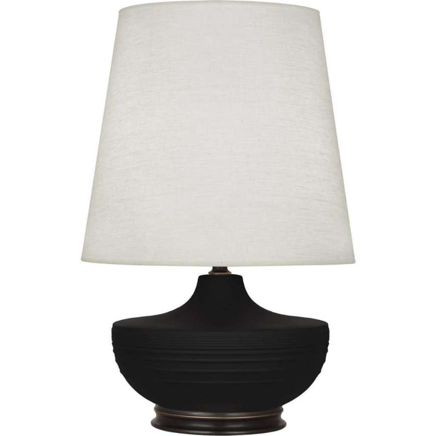 Picture of MATTE DARK COAL MICHAEL BERMAN NOLAN TABLE LAMP IN MATTE DARK COAL GLAZED CERAMIC WITH DEEP PATINA BRONZE ACCENTS MDC25