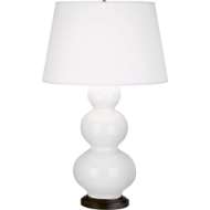 Picture of LILY TRIPLE GOURD TABLE LAMP IN LILY GLAZED CERAMIC WITH DEEP PATINA BRONZE FINISHED ACCENTS 331X