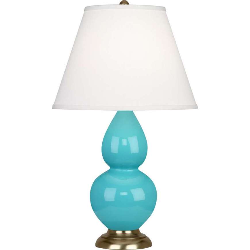 Picture of EGG BLUE DOUBLE GOURD TABLE LAMP IN EGG BLUE GLAZED CERAMIC WITH ANTIQUE SILVER FINISHED ACCENTS 1741X