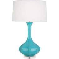 Picture of EGG BLUE PIKE TABLE LAMP IN EGG BLUE GLAZED CERAMIC WITH LUCITE BASE EB996