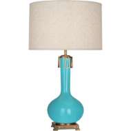 Picture of EGG BLUE ATHENA TABLE LAMP IN EGG BLUE GLAZED CERAMIC WITH AGED BRASS ACCENTS EB992