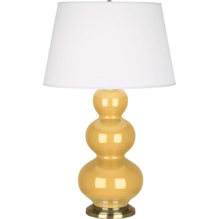 Picture of SUNSET TRIPLE GOURD TABLE LAMP IN SUNSET YELLOW GLAZED CERAMIC WITH ANTIQUE BRASS FINISHED ACCENTS SU40X