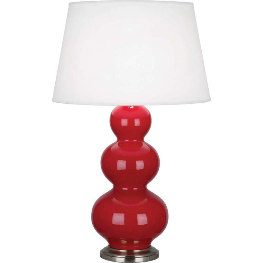 Picture of RUBY RED TRIPLE GOURD TABLE LAMP IN RUBY RED GLAZED CERAMIC WITH ANTIQUE SILVER FINISHED ACCENTS RR42X