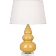 Picture of SUNSET SMALL TRIPLE GOURD ACCENT LAMP IN SUNSET YELLOW GLAZED CERAMIC WITH LUCITE BASE SU33X