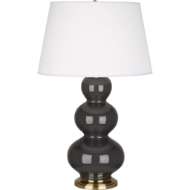 Picture of ASH TRIPLE GOURD TABLE LAMP IN ASH GLAZED CERAMIC WITH ANTIQUE BRASS FINISHED ACCENTS CR40X