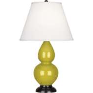 Picture of CITRON SMALL DOUBLE GOURD ACCENT LAMP IN CITRON GLAZED CERAMIC WITH DEEP PATINA BRONZE FINISHED ACCENTS CI11X