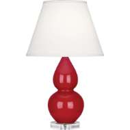 Picture of RUBY RED SMALL DOUBLE GOURD ACCENT LAMP IN RUBY RED GLAZED CERAMIC WITH LUCITE BASE RR13X