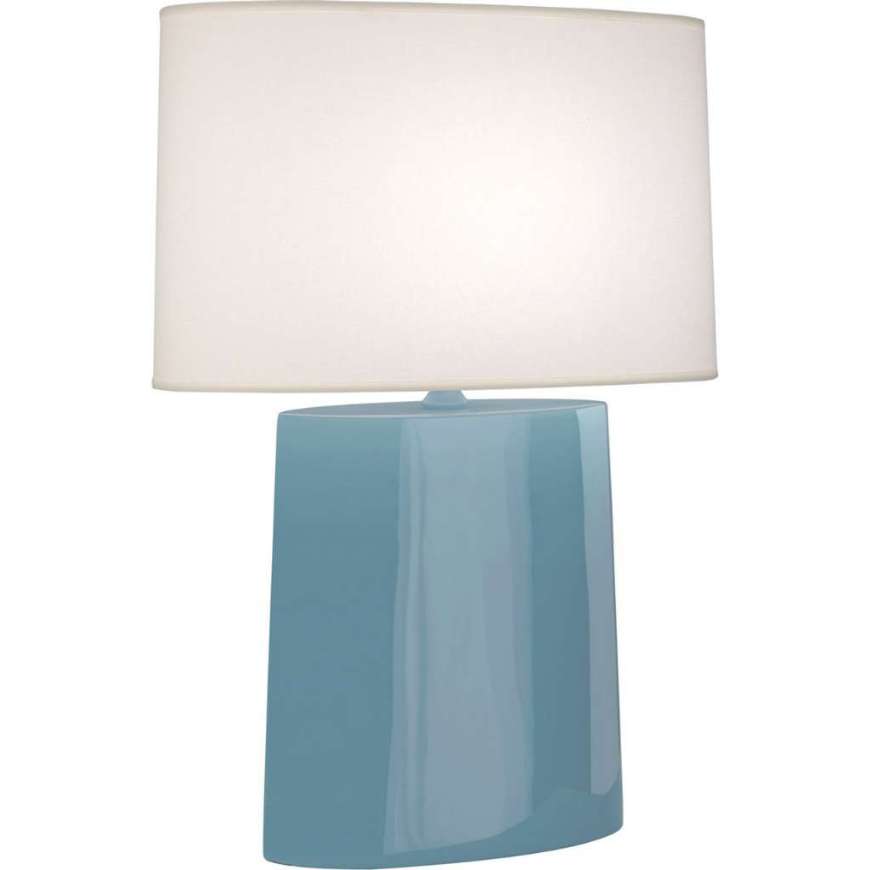 Picture of STEEL BLUE VICTOR TABLE LAMP IN STEEL BLUE GLAZED CERAMIC OB03