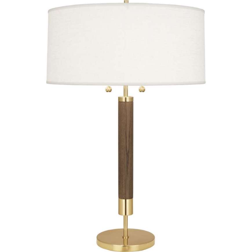 Picture of DEXTER TABLE LAMP IN MODERN BRASS FINISH WITH WALNUT FINISHED WOOD COLUMN 205