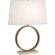 Picture of LOGAN TABLE LAMP IN AGED BRASS WITH TRAVERTINE STONE BASE RHBN 2295