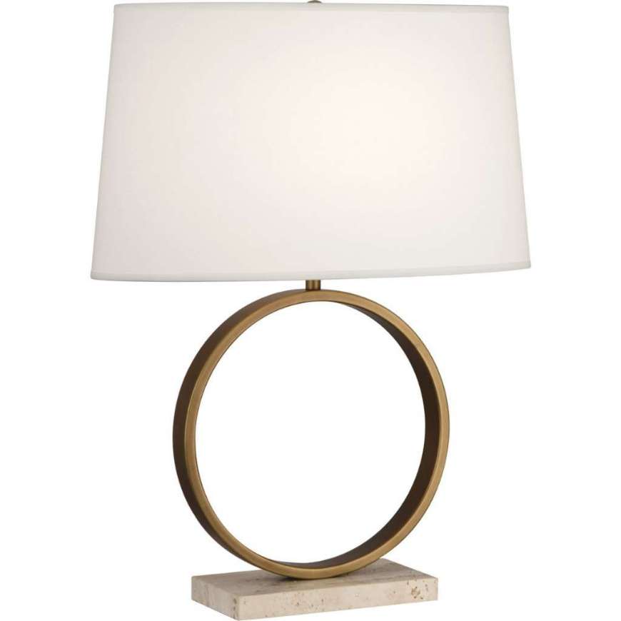 Picture of LOGAN TABLE LAMP IN AGED BRASS WITH TRAVERTINE STONE BASE RHBN 2295