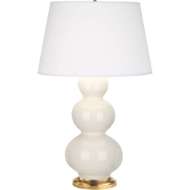 Picture of BONE TRIPLE GOURD TABLE LAMP IN BONE GLAZED CERAMIC WITH ANTIQUE NATURAL BRASS FINISHED ACCENTS 324X