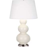 Picture of BONE TRIPLE GOURD TABLE LAMP IN BONE GLAZED CERAMIC WITH ANTIQUE SILVER FINISHED ACCENTS 364X