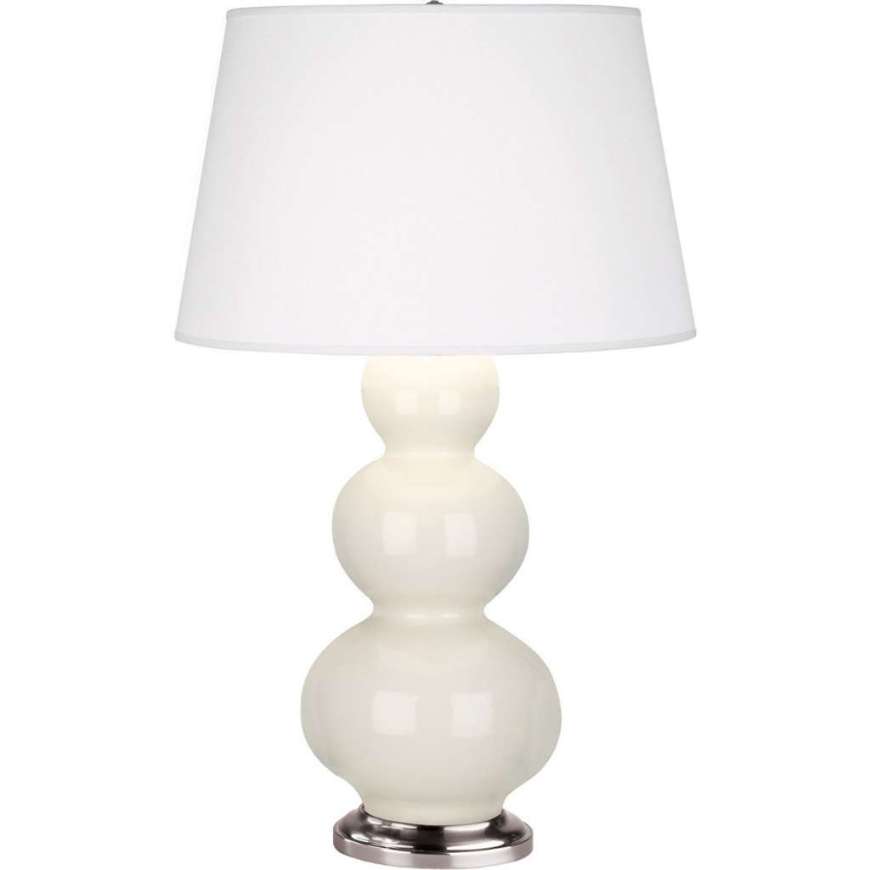 Picture of BONE TRIPLE GOURD TABLE LAMP IN BONE GLAZED CERAMIC WITH ANTIQUE SILVER FINISHED ACCENTS 364X