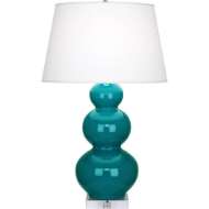 Picture of PEACOCK TRIPLE GOURD TABLE LAMP IN PEACOCK GLAZED CERAMIC WITH LUCITE BASE A363X