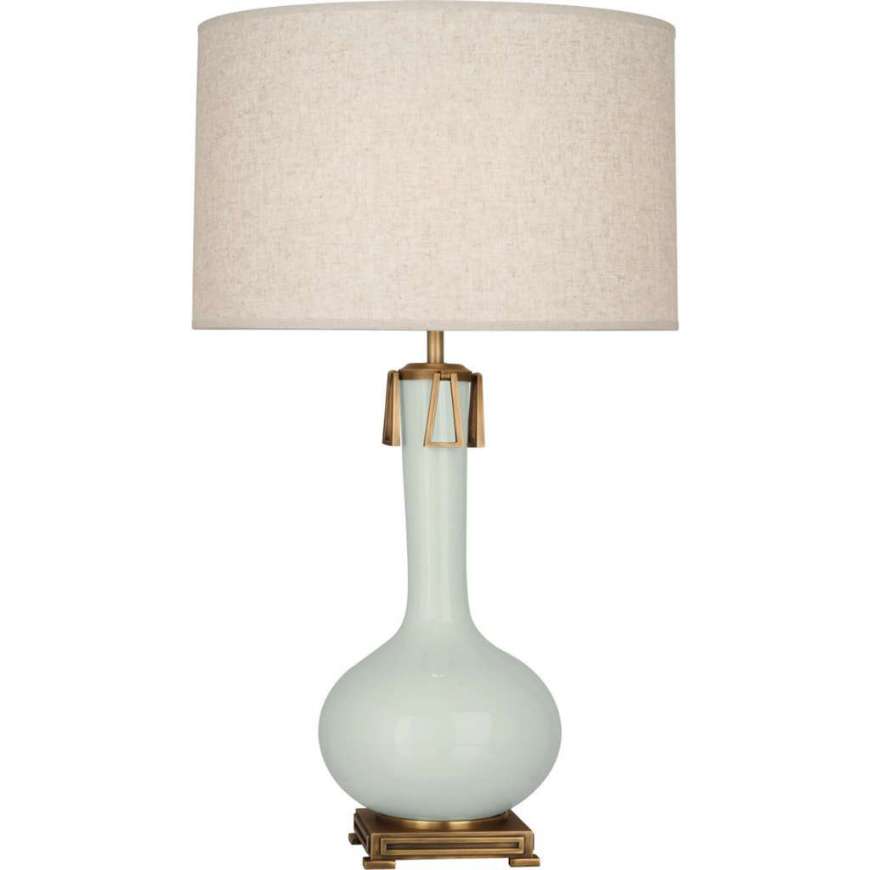 Picture of CELADON ATHENA TABLE LAMP IN CELADON GLAZED CERAMIC WITH AGED BRASS ACCENTS CL992