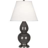 Picture of ASH SMALL DOUBLE GOURD ACCENT LAMP IN ASH GLAZED CERAMIC WITH ANTIQUE SILVER FINISHED ACCENTS CR12X