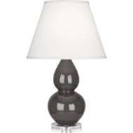 Picture of ASH SMALL DOUBLE GOURD ACCENT LAMP IN ASH GLAZED CERAMIC WITH LUCITE BASE CR13X