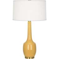 Picture of SUNSET DELILAH TABLE LAMP IN ANTIQUE BRASS FINISH WITH SUNSET YELLOW GLAZED CERAMIC SU701