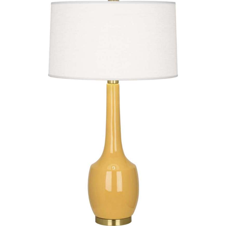 Picture of SUNSET DELILAH TABLE LAMP IN ANTIQUE BRASS FINISH WITH SUNSET YELLOW GLAZED CERAMIC SU701