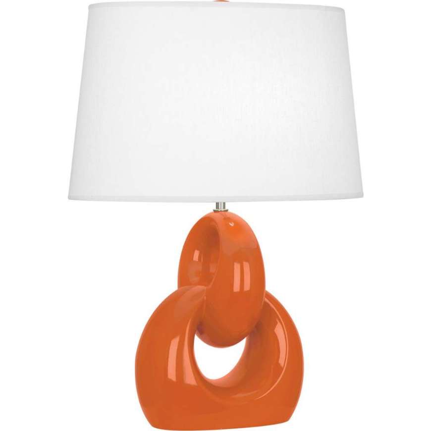 Picture of PUMPKIN FUSION TABLE LAMP IN PUMPKIN GLAZED CERAMIC WITH POLISHED NICKEL ACCENTS PM981